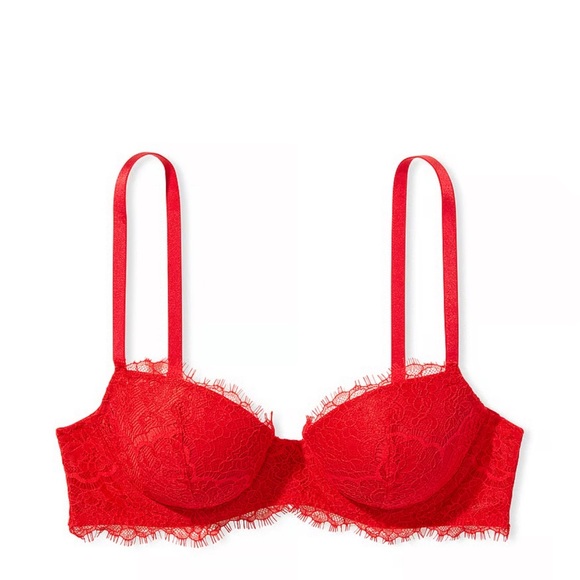 Victoria’s Secret Dream Angels Lace Demi Bra – Size 32D | Lightly Lined | Red - Picture 2 of 8